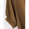 imageMilumia Womens Collar Lantern Short Sleeve Pleated Hem Button Down Work Blouse Shirt TopCoffee Brown
