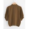 imageMilumia Womens Collar Lantern Short Sleeve Pleated Hem Button Down Work Blouse Shirt TopCoffee Brown