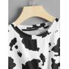 imageMilumia Womens Cow Print Twist Front Short Sleeve Crop Tank Top Tee ShirtBlack and White