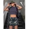 imageMilumia Womens Denim Skirt Camo Print Low Waisted Flap Pocket Jean Cargo SkirtsBlack and Green