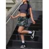 imageMilumia Womens Denim Skirt Camo Print Low Waisted Flap Pocket Jean Cargo SkirtsBlack and Green