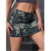 imageMilumia Womens Denim Skirt Camo Print Low Waisted Flap Pocket Jean Cargo SkirtsBlack and Green