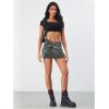 imageMilumia Womens Denim Skirt Camo Print Low Waisted Flap Pocket Jean Cargo SkirtsMulticolor