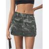 imageMilumia Womens Denim Skirt Camo Print Low Waisted Flap Pocket Jean Cargo SkirtsMulticolor