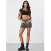 imageMilumia Womens Denim Skirt Camo Print Low Waisted Flap Pocket Jean Cargo SkirtsMulticolor