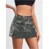 imageMilumia Womens Denim Skirt Camo Print Low Waisted Flap Pocket Jean Cargo SkirtsMulticolor