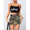 imageMilumia Womens Denim Skirt Camo Print Low Waisted Flap Pocket Jean Cargo SkirtsMulticolor Army Green