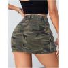imageMilumia Womens Denim Skirt Camo Print Low Waisted Flap Pocket Jean Cargo SkirtsMulticolor Army Green