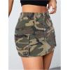 imageMilumia Womens Denim Skirt Camo Print Low Waisted Flap Pocket Jean Cargo SkirtsMulticolor Army Green