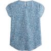 imageMilumia Womens Elegant Floral Print Petal Cap Sleeve Pleated Vacation Office Work Blouse TopBlue and White
