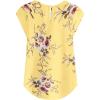 imageMilumia Womens Elegant Floral Print Petal Cap Sleeve Pleated Vacation Office Work Blouse TopLight Yellow