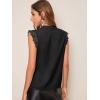 imageMilumia Womens Elegant Notch V Neck Sleeveless Blouse Guipure Lace Work Office TopBlack