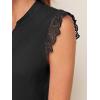 imageMilumia Womens Elegant Notch V Neck Sleeveless Blouse Guipure Lace Work Office TopBlack