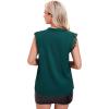 imageMilumia Womens Elegant Notch V Neck Sleeveless Blouse Guipure Lace Work Office TopDeep Green