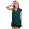 imageMilumia Womens Elegant Notch V Neck Sleeveless Blouse Guipure Lace Work Office TopDeep Green