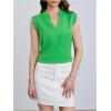 imageMilumia Womens Elegant Notch V Neck Sleeveless Blouse Guipure Lace Work Office TopForest Green