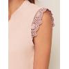 imageMilumia Womens Elegant Notch V Neck Sleeveless Blouse Guipure Lace Work Office TopLight Pink
