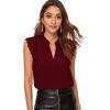 imageMilumia Womens Elegant Notch V Neck Sleeveless Blouse Guipure Lace Work Office TopMaroon