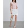 imageMilumia Womens Elegant Notch V Neck Sleeveless Blouse Guipure Lace Work Office TopPink Solid