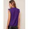 imageMilumia Womens Elegant Notch V Neck Sleeveless Blouse Guipure Lace Work Office TopPurple