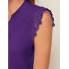 imageMilumia Womens Elegant Notch V Neck Sleeveless Blouse Guipure Lace Work Office TopPurple