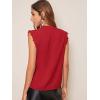 imageMilumia Womens Elegant Notch V Neck Sleeveless Blouse Guipure Lace Work Office TopRose Red