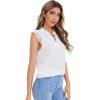 imageMilumia Womens Elegant Notch V Neck Sleeveless Blouse Guipure Lace Work Office TopWhite