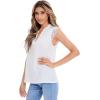 imageMilumia Womens Elegant Notch V Neck Sleeveless Blouse Guipure Lace Work Office TopWhite