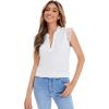 imageMilumia Womens Elegant Notch V Neck Sleeveless Blouse Guipure Lace Work Office TopWhite