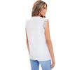 imageMilumia Womens Elegant Notch V Neck Sleeveless Blouse Guipure Lace Work Office TopWhite