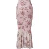 imageMilumia Womens Floral Mesh Ruffle Hem Maxi Skirt High Waisted Fishtail Long SkirtsA Light Pink