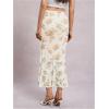 imageMilumia Womens Floral Mesh Ruffle Hem Maxi Skirt High Waisted Fishtail Long SkirtsLight Yellow
