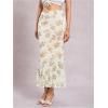imageMilumia Womens Floral Mesh Ruffle Hem Maxi Skirt High Waisted Fishtail Long SkirtsLight Yellow