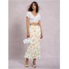 imageMilumia Womens Floral Mesh Ruffle Hem Maxi Skirt High Waisted Fishtail Long SkirtsLight Yellow