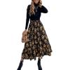 imageMilumia Womens Floral Print Ruffle Hem A Line High Waist Flare Flowy Midi SkirtsA Yellow and Black