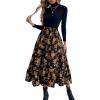 imageMilumia Womens Floral Print Ruffle Hem A Line High Waist Flare Flowy Midi SkirtsA Yellow and Black