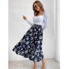 imageMilumia Womens Floral Print Ruffle Hem A Line High Waist Flare Flowy Midi SkirtsFloral Navy White Blue