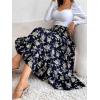 imageMilumia Womens Floral Print Ruffle Hem A Line High Waist Flare Flowy Midi SkirtsFloral Navy White Blue