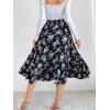 imageMilumia Womens Floral Print Ruffle Hem A Line High Waist Flare Flowy Midi SkirtsFloral Navy White Blue