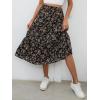 imageMilumia Womens Floral Print Ruffle Hem A Line High Waist Flare Flowy Midi SkirtsFloral Ruffle Hem Black