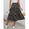 imageMilumia Womens Floral Print Ruffle Hem A Line High Waist Flare Flowy Midi SkirtsFloral Ruffle Hem Black