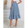 imageMilumia Womens Floral Print Ruffle Hem A Line High Waist Flare Flowy Midi SkirtsFloral White Blue