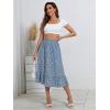 imageMilumia Womens Floral Print Ruffle Hem A Line High Waist Flare Flowy Midi SkirtsFloral White Blue