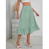 imageMilumia Womens Floral Print Ruffle Hem A Line High Waist Flare Flowy Midi SkirtsFloral White Green