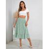 imageMilumia Womens Floral Print Ruffle Hem A Line High Waist Flare Flowy Midi SkirtsFloral White Green