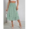 imageMilumia Womens Floral Print Ruffle Hem A Line High Waist Flare Flowy Midi SkirtsFloral White Green