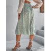 imageMilumia Womens Floral Print Ruffle Hem A Line High Waist Flare Flowy Midi SkirtsGreen and White