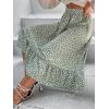 imageMilumia Womens Floral Print Ruffle Hem A Line High Waist Flare Flowy Midi SkirtsGreen and White
