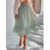 imageMilumia Womens Floral Print Ruffle Hem A Line High Waist Flare Flowy Midi SkirtsGreen and White