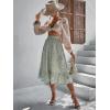 imageMilumia Womens Floral Print Ruffle Hem A Line High Waist Flare Flowy Midi SkirtsGreen and White